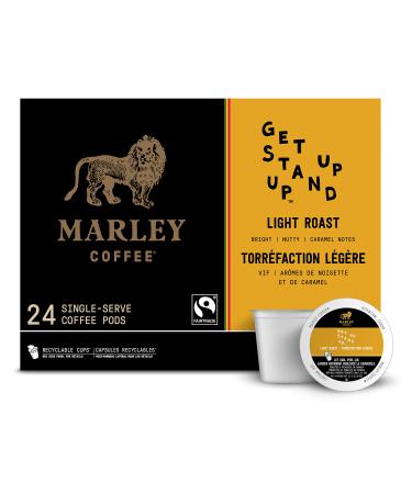 Marley Coffee Single Serve K-Cup Compatible Capsules Get Up Stand Up Light Roast 24 Count Light Roast Coffee