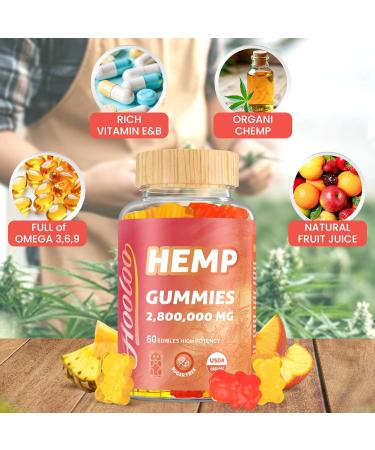 HOOLOO Hemp Gummies for Happier Bedtimes & Focus Extra Strength 2 800 000mg Hemp Oil Infused Gummy Bears Fruity Sugar Free Made in USA 2 800 000 - 2 Packs - Buy Online on GoSupps.com