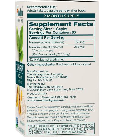 Himalaya Turmeric 95 with Curcumin 600mg - Joint Support & Mobility - 60 Capsules - Buy Online on GoSupps.com