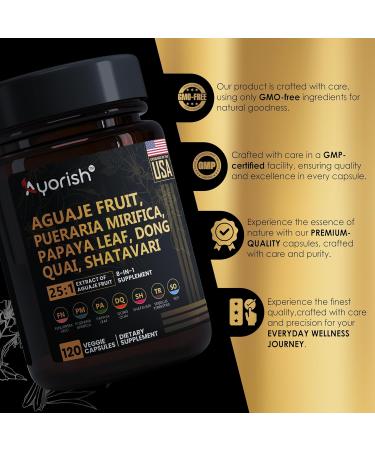 Buy Aguaje Fruit 20000mg Supplement | Enhanced with Pueraria Mirifica & Botanicals | 120 Veg Capsules for Optimal Health - Buy Online on GoSupps.com