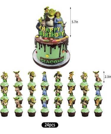 Shrek Party Decorations 25Pcs Shrek Happy Birthday Party Cake Topper Cupcake Toppers for Kids Boys Girls Shrek Party Supplies Cake Decorations - Buy Online on GoSupps.com