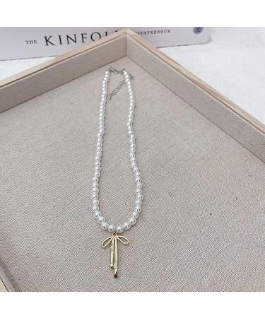 SOUTHJIELING Elegant Bow Pendant & Choker Pearl Necklace - Brown Pearl Charm Jewelry for Women - Buy Online on GoSupps.com