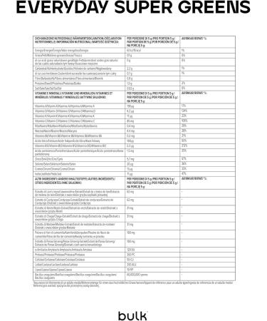 Bulk Everyday Super Greens Poudre | Th P che Glac | 30 Portions | Avec 50 Vitamines Min raux & Superaliments | Riche en Vitamine C D & B12 | Soutient Immunit & Bien- tre - Buy Online on GoSupps.com