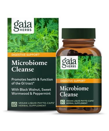 Gaia Herbs Microbiome Cleanse - with Black Walnut  Sweet Wormwood  Oregano & Peppermint - Helps Balance The GI Tract While Supporting Digestive Health - 60 Vegan Liquid Phyto-Capsules (30-Day Supply)