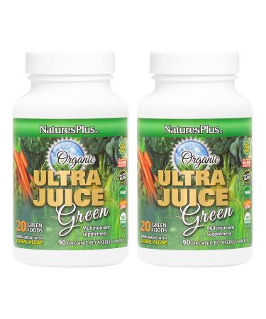 NaturesPlus Ultra Juice Green - 90 Bi-Layered Tablets Pack of 2 - Supports Immune Health Digestion & Energy Production - Organic Non-GMO Vegan Gluten Free - 90 Total Servings 90 Count (Pack of 2)