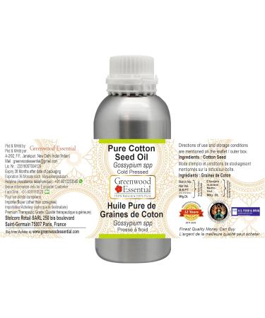 Greenwood Essential Natural Cotton Seed Oil - 630ml (21.3 oz) Cold-Pressed Therapeutic Quality Pure Gossypium Spp - Perfect for Skincare & Cooking - Buy Online on GoSupps.com