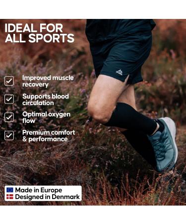 DANISH ENDURANCE Graduated Calf Compression Sleeves - Solid Black XXL | 21-26 mmHG for Men & Women - Buy Online on GoSupps.com