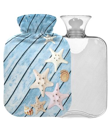 NAANLE SEESTERS Wood heat bottle with cover transparent hot water bottle 2l large hot hot water bottle for bed hand feet warmer pain relief heat and cold therapy