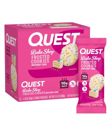 Quest Nutrition Frosted Cookies Twin Pack Birthday Cake 1g Sugar 10g Protein 1g Net Carbs Gluten Free 16 Cookies Birthday Cake 16 Count