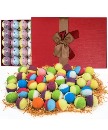 Bath Bomb Gift Set, Family Pack Mini Bath Bombs with Reusable Bowknot, 40 Pcs Organic Bath Bombs, Natural Bath Bombs for Kids, Women & Men, Best for Christmas & Any Anniversaries 40 PCS Bath Bombs