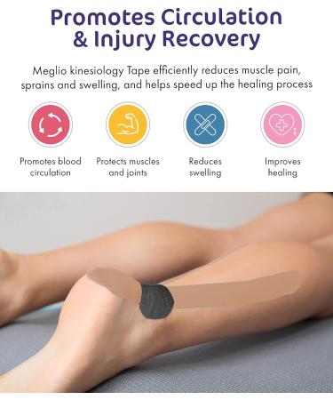 Meglio Kinesiology Tape - Uncut 5 Metre Roll | Therapeutic & Hypoallergenic Support for Muscle & Sports Injury Recovery | Breathable, Waterproof & Long Lasting Adhesive - Beige - Buy Online on GoSupps.com