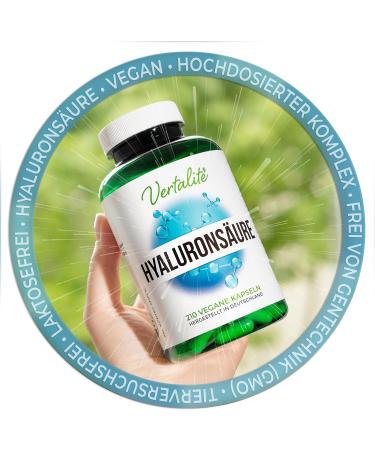Buy Vertalite Hyaluronic Acid Capsules XXL Pack - 210 Vegan 500mg High-Dose Hyaluron (800-1000 KDA) - 7 Months Supply GMO-Free Made in Germany - Buy Online on GoSupps.com
