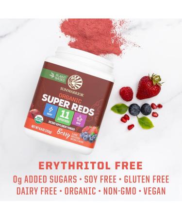 Organic Super Reds Powder 11 Superfoods with Beet Root Berries Reishi & Cordyceps Natural Energy Circulation & Immune Support USDA Organic Vegan Non-GMO Gluten-Free Superfood Drink 28 Servings - Buy Online on GoSupps.com