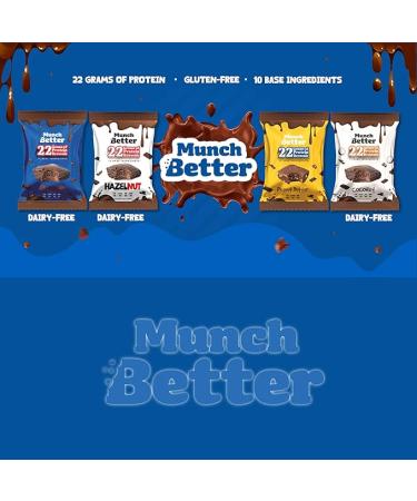 Munch Better 22g Protein Brownie Gluten Free Dairy Free10g Collagen Non GMO High Protein Bar Chocolate Fudge Texture - 8 Count Box (Chocolate) - Buy Online on GoSupps.com
