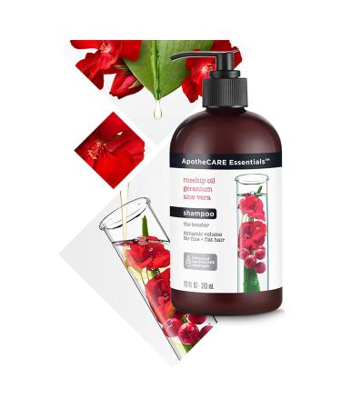 ApotheCARE Essentials Booster Shampoo - Rosehip Oil Geranium & Aloe Vera | 12 oz | International Shipping - Buy Online on GoSupps.com