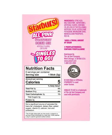 Starburst Singles To Go Strawberry Pink Drink Mix - 18 Servings, Sugar-Free Powdered Drink, Pack of 3 - Buy Online on GoSupps.com