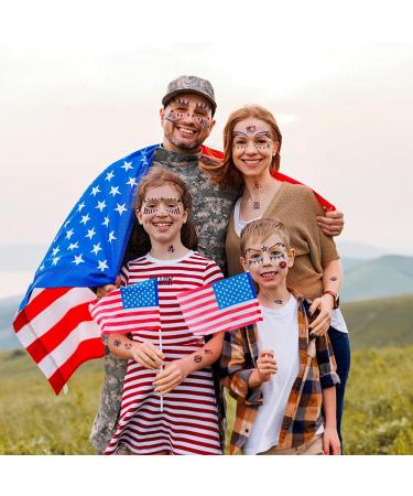 4th of July Gold Glitter Temporary Tattoos - 20 Sheets, 100Pcs Independence Day Tattoo Kit for Women & Kids - American Flag Accessories for Makeup, Costume, Parade Party - Buy Online on GoSupps.com