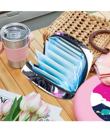 White Flower Ink Painting Tie-Up Menstrual Pad & Cup Bag - Stylish Portable Zipper Bag for Teens & Women | International Shipping - Buy Online on GoSupps.com