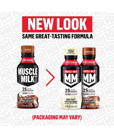 Muscle Milk Genuine Protein Shake  Chocolate  14 Fl Oz Bottle  12 Pack  25g Protein  Zero Sugar  Calcium  Vitamins A  C & D  6g Fiber  Energizing Snack  Workout Recovery  Packaging May Vary Chocolate 14 Fl Oz (Pack of 12) - Buy Online on GoSupps.com