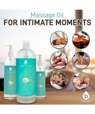 Pursonic Pure Unscented Fractionated Coconut Oil - 32 Oz Multipurpose Oil for Skin Hair Body Massage & Makeup Removal - Carrier Oil for Essential Oils and Aromatherapy Fractionated Coconut 32 Fl Oz (Pack of 1) - Buy Online on GoSupps.com