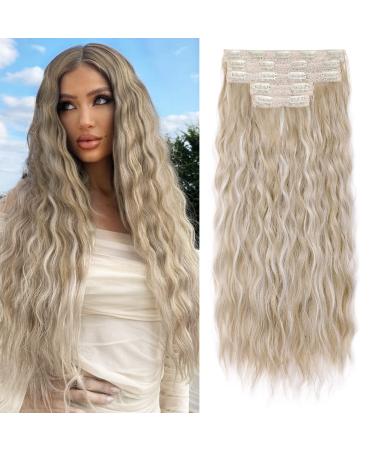 REECHO Clip in Hair Extensions 5PCS Ash Blonde Hair Extensions 24 Thick Long Loose Waves hair extensions Invisible Lace Weft Natural Soft Hairpieces for Women Ash Blonde with Highlights 24 Inch-240 Gram(Pack of 5) As... - Buy Online on GoSupps.com