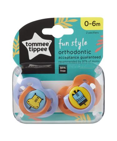 Tommee Tippee Fun Style Pacifiers 0-6m - BPA-Free Silicone Binkies (2 Count) - Varied Colors and Designs - Buy Online on GoSupps.com