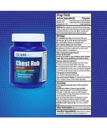 Buy CareAll Medicated Chest Rub 4 oz - Topical Analgesic & Cough Suppressant for Cold & Congestion Relief - Buy Online on GoSupps.com