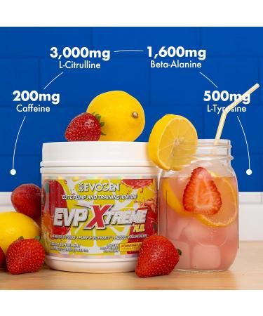 Evogen EVP Xtreme NO Pre Workout Powder for Men & Women Sugar Free Preworkout with Beta Alanine Creatine and Caffeine for Energy & Pump 40 Servings - Strawberry Lemonade - 17.2 Oz - Buy Online on GoSupps.com