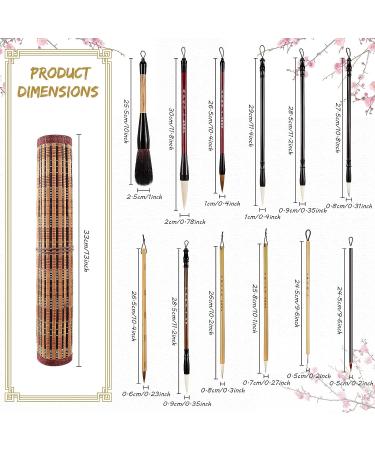12-Piece Chinese Calligraphy & Watercolor Brush Set with Roll-up Holder - Ideal for Sumi Painting, Kanji Art, and Japanese Writing - Buy Online on GoSupps.com