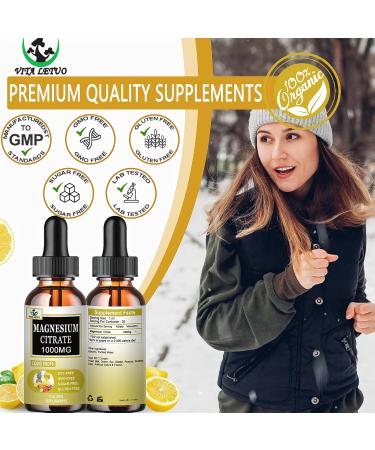Magnesium Citrate Liquid Drops | High Absorption Liquid Magnesium Supplement for Sleep Muscle & Heart Support - Magnesium Citrate 1000mg for Adults Women & Men - Vegan | Non-GMO - 30 Servings - Buy Online on GoSupps.com