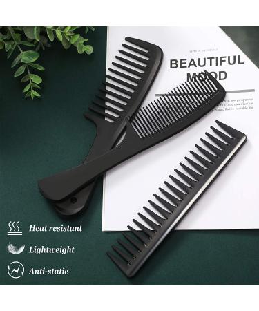 3-Piece Wide Tooth Detangling Hair Comb Set | Carbon Fiber Styling Cutting Comb for Women | Anti-Static Heat Resistant | Ideal for Curly, Straight, and Long Hair | Black - Buy Online on GoSupps.com