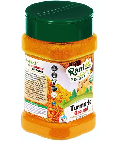 Rani Organic Turmeric (Haldi) Root Powder Spice - High Curcumin Content - 3oz PET Jar | USDA Certified Organic | Vegan, Gluten Friendly, NON-GMO - Indian Origin - Buy Online on GoSupps.com