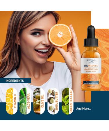 Vitamin C Serum For Face - 20% Vitamin C Serum with Hyaluronic Acid Vitamin E - Aloe Vera Facial Serum Made In Canada - 30 mL - Buy Online on GoSupps.com