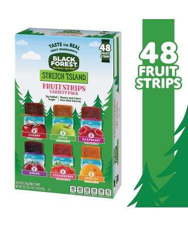 Black Forest Stretch Island Fruit Strips Variety Pack - 48 Count, 0.5oz Strips (Cherry, Apple, Raspberry, Grape, Strawberry, Apricot) - Buy Online on GoSupps.com