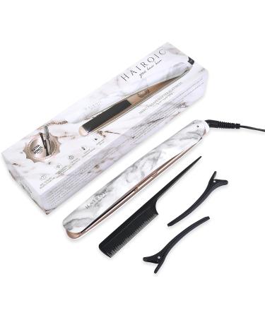 HAIROIC 1-Inch 2-in-1 Ceramic Straightener & Curler - Auto Shut Off Dual Voltage Travel Flat Iron Frizz Ease (White Marble - Buy Online on GoSupps.com
