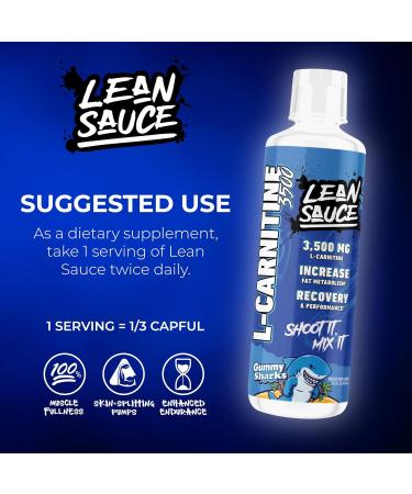 Lean Sauce Liquid L-Carnitine 3500 - Pre Workout Formula Stimulant Free for Optimal Absorption Energy & Muscle Support - 15% More (3500 vs 3000) Gummy Sharks - Buy Online on GoSupps.com
