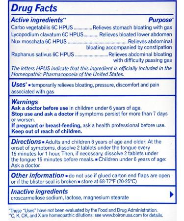 Buy Boiron Gasalia Gas Relief - Homeopathic Treatment for Bloating & Gas Pain - 60 Tablets (Pack of 4) - Effective International Shipping - Buy Online on GoSupps.com