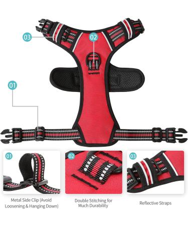 Adjustable No-Pull Dog Harness for Large Breeds - Heele Reflective & Breathable XL in Red (53-97cm) - Buy Online on GoSupps.com