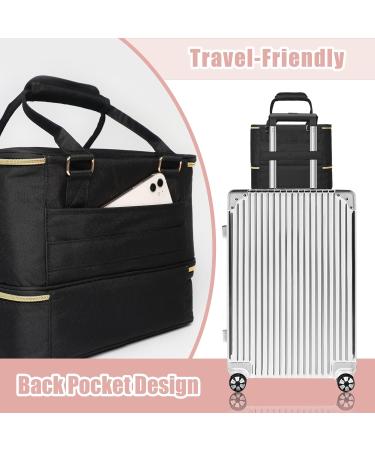Covkev Nail Polish Organizer - Holds Lamp, 40 Bottles, Manicure Tools - Double-Layer Bag Case in Black - Buy Online on GoSupps.com