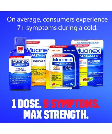 Mucinex Fast-Max Adult Nighttime Cold and Flu Liquid - 6 Ounce - Buy Online on GoSupps.com