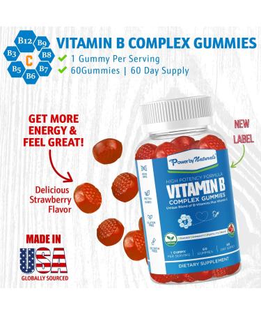 Plant-Based Vitamin B Complex Gummies for Adults - Vegan Formula - Energy, Mood Boost - Non-GMO - 60 Ct - Buy Online on GoSupps.com