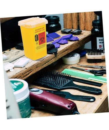 Frcolor Razor Blade Waste Container | Storage for Razor Blades | Mini Bin for Men | Car Blade Case - Yellow 15.4x9.5x9.5cm - Buy Online on GoSupps.com