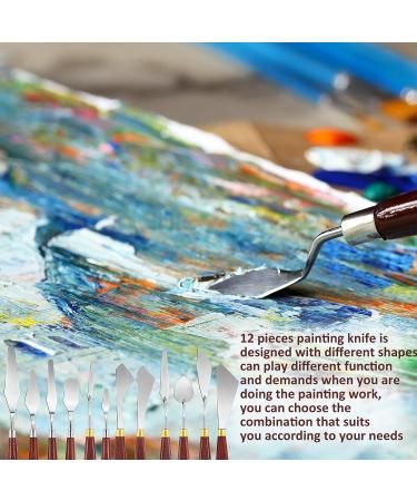12-Piece Stainless Steel Painting Knife Set with Wooden Handle - Ideal for Color Mixing, Oil Painting Supplies - Buy Online on GoSupps.com