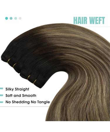 Youngsee Tressen 40cm Real Hair Balayage Weaving Extensions - Ombre Black Brown Blond 100g #1b/4/27 - Buy Online on GoSupps.com