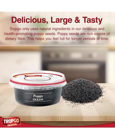Tropgo Poppy Seeds 200g - Gluten Free Poppy Seeds in Resealable and Recyclable Tub - Non-GMO Poppy Seeds for Eating - Enhance Baking and Cooking - Buy Online on GoSupps.com