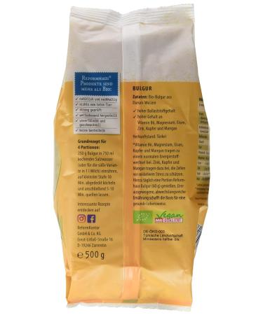 Reformhaus Bio Bulgur aus Hartweizen 500g - Hochwertiger gesunder Proteinlieferant f r internationale K ufer - Buy Online on GoSupps.com