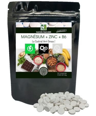 NAKURU | Magnesium + Zinc + Vitamin B6 | NAKURU Equilibrium | Made in France | “The Anti-Stress Cocktail” | (90 Tablets of 500 mg/Net Weight: 45 g)