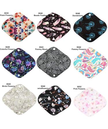 12 Pieces 8 Inch Charcoal Bamboo Mama Cloth/Menstrual Pads/Reusable Sanitary Pads/Panty Liners - You Choose 12 from 25 Designs and Send The Message to Me - Buy Online on GoSupps.com