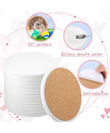 4 Inch Round White Unglazed Ceramic Coasters with Cork Backing - 48 Pieces for Crafts, DIY Projects, Painting, Mosaics - Buy Online on GoSupps.com