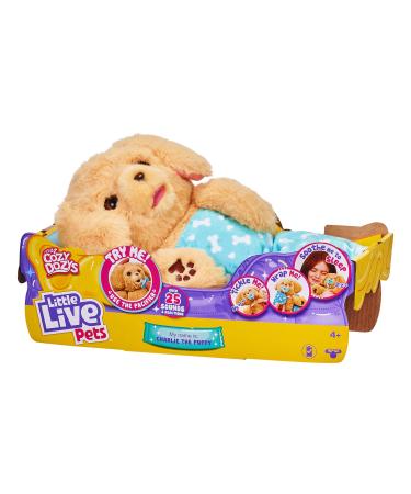 Little Live Pets Charlie Cozy Dozys Puppy interactive cuddly dog toy with sounds bedtime cuddles pacifier blanket included. CHARLIE THE PUPPY Single